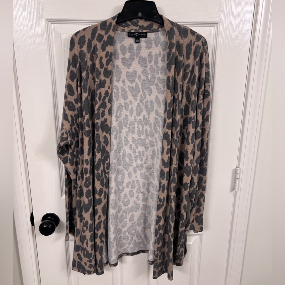 Fred David Tan Animal Print Cardigan